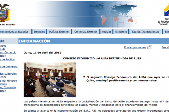 Mitteilung des Außenministeriums von Ecuador