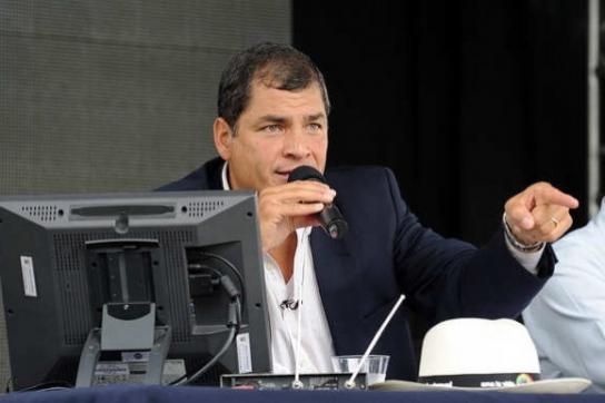 Rafael Correa in seiner wöchentlichen Sendung "Enlace Ciudadano"