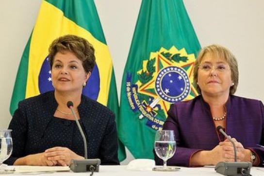 Die Präsidentinnen Brasiliens und Chiles, Dilma Rousseff und Michelle Bachelet vergangene Woche in São Paulo