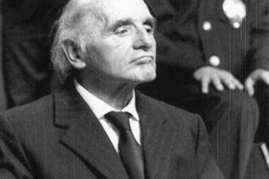 Klaus Barbie 1987 in Lyon vor Gericht