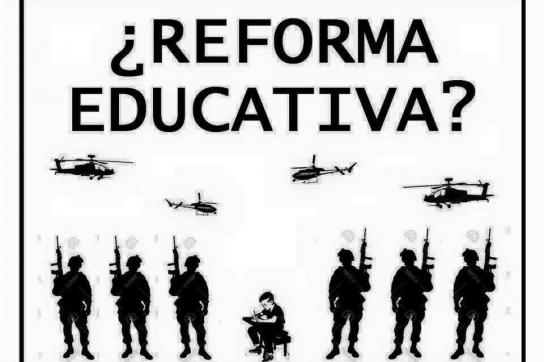 Plakat der Lehrergewerkschaft CNTE: "Bildungsreform?"