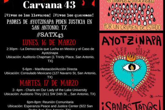 Plakat zu Veranstaltungen der Karawane 43 in San Antonio, Texas