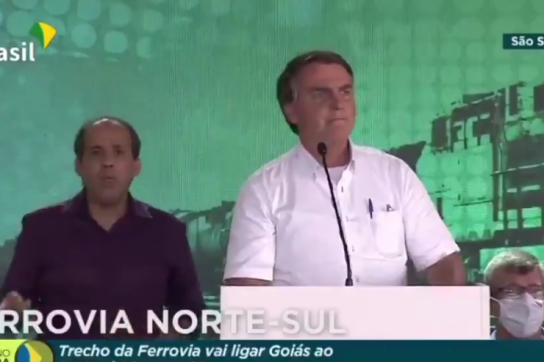 Bolsonaro bei einer Ansprache im Bundeststaat Goiás: "Das Gejammere kann nicht ewig weitergehen!" (Screenshot)
